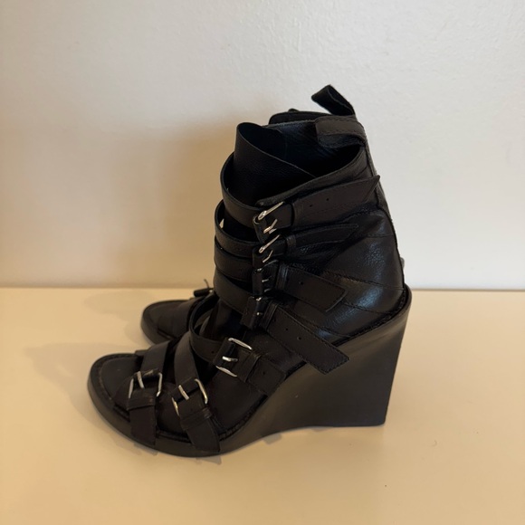 Ann Demeulemeester - Black Gladiator Wedge Boots - Picture 5 of 7